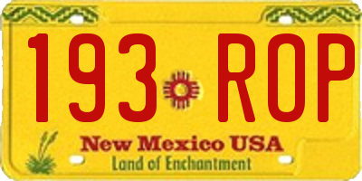 NM license plate 193ROP