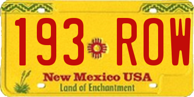 NM license plate 193ROW