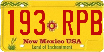 NM license plate 193RPB