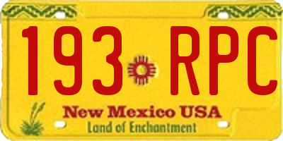 NM license plate 193RPC