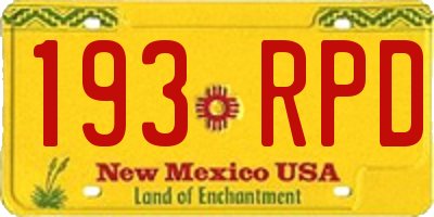 NM license plate 193RPD