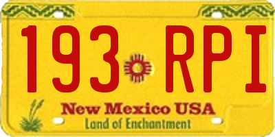 NM license plate 193RPI