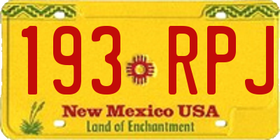 NM license plate 193RPJ