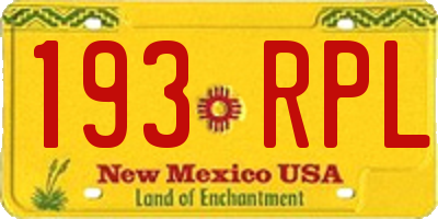 NM license plate 193RPL
