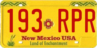 NM license plate 193RPR