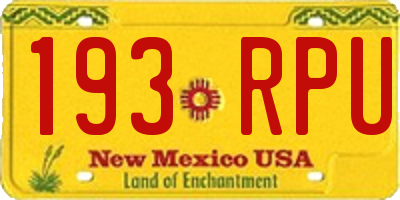 NM license plate 193RPU