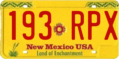 NM license plate 193RPX