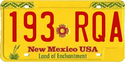 NM license plate 193RQA