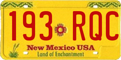 NM license plate 193RQC