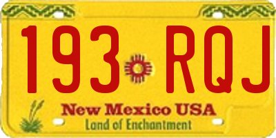 NM license plate 193RQJ