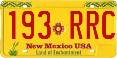 NM license plate 193RRC
