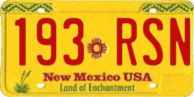 NM license plate 193RSN