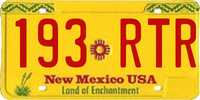 NM license plate 193RTR