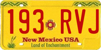 NM license plate 193RVJ