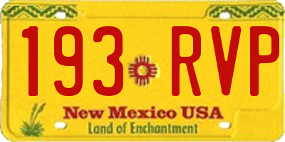 NM license plate 193RVP