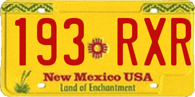 NM license plate 193RXR