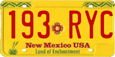 NM license plate 193RYC