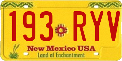 NM license plate 193RYV