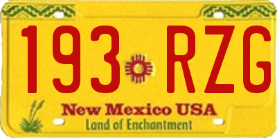 NM license plate 193RZG