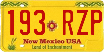 NM license plate 193RZP