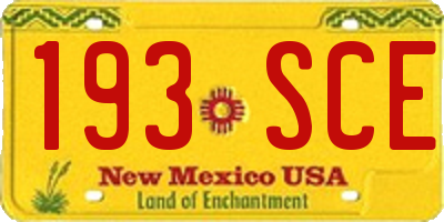 NM license plate 193SCE