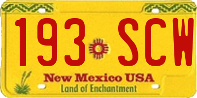 NM license plate 193SCW