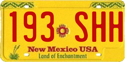 NM license plate 193SHH