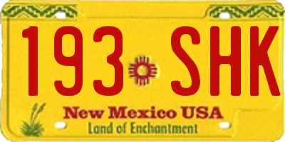 NM license plate 193SHK