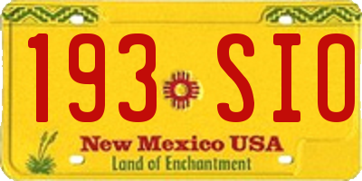 NM license plate 193SIO