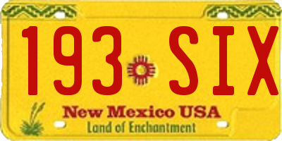 NM license plate 193SIX