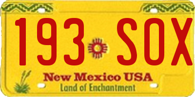 NM license plate 193SOX