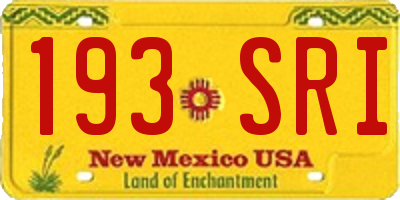 NM license plate 193SRI