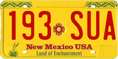 NM license plate 193SUA