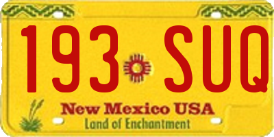 NM license plate 193SUQ