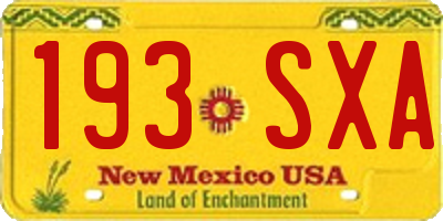 NM license plate 193SXA