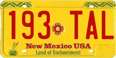 NM license plate 193TAL