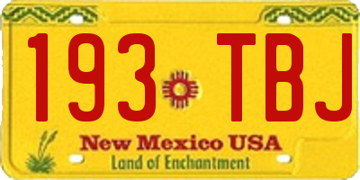 NM license plate 193TBJ
