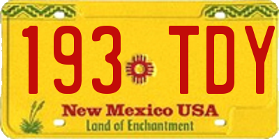 NM license plate 193TDY