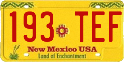 NM license plate 193TEF