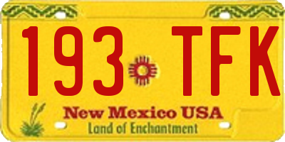 NM license plate 193TFK