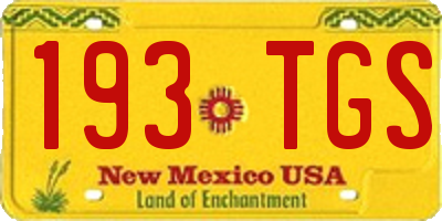 NM license plate 193TGS