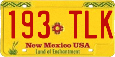 NM license plate 193TLK