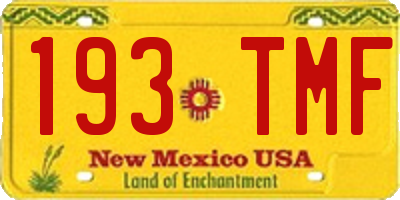NM license plate 193TMF