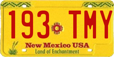 NM license plate 193TMY