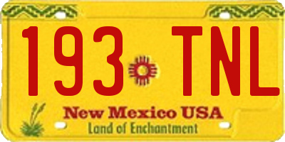 NM license plate 193TNL