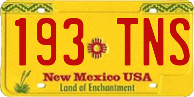 NM license plate 193TNS