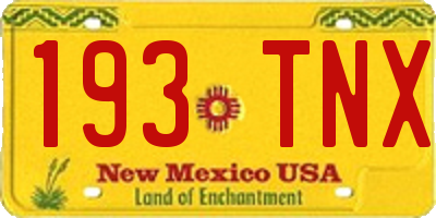 NM license plate 193TNX