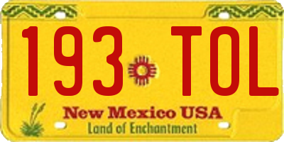 NM license plate 193TOL