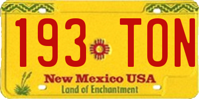 NM license plate 193TON