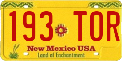 NM license plate 193TOR